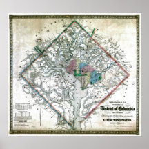 Alte Washington-Bezirk Columbia-Karte 1862 Plakat