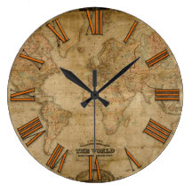 Alte Weltkarten-Vintage Geschichtsdesigner-Uhr