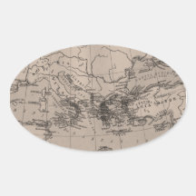 Alter Karten-Atlas-Mittelmeer Europa Brown Ovale Aufkleber