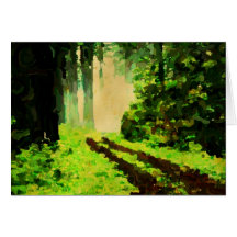 alter Waldweg zum Licht Grußkarte