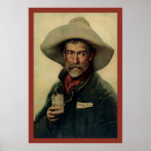 Altes Cowboy ~ Vintage Bier-Werbung Plakat