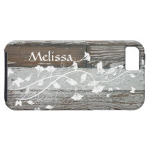 Altes Holz, weißes mit Blumenpersonalisiertes Etui Fürs iPhone 5