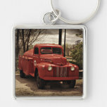 Altes rotes Löschfahrzeug keychain Schlüsselanhänger