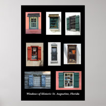 Altes Windows von historischem St Augustine, Flori Plakate