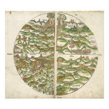 Älteste bekannte Weltkarte des Holzschnitt-1475 Kunst Photo