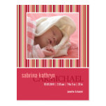 Amaryllis Stripes Rosa • Baby-Mitteilung Postkarten