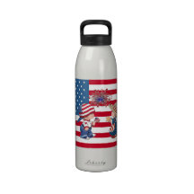 American Flag Boy and Girl Independence Day Reusable Water Bottle
