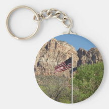 American Flag in Zion National Park Keychain