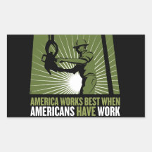 Amerika funktioniert gut, wenn Amerikaner Arbeit h Rechteckige Sticker