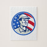 Amerikanische Arbeitskraft-US Flagge-Flagge Retro Jigsaw Puzzles