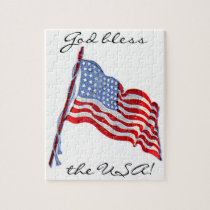 Amerikanische Flagge "Gott segnen die USA!" Puzzle puzzles