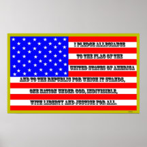 Amerikanische Flagge mit Bürgschaft von Ergebenhei Plakate