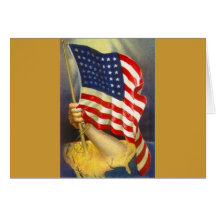 Amerikanische Flagge stolz gehalten Grußkarten