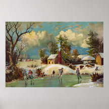 Amerikanische Winter-Leben-Weihnachtsszene Plakate