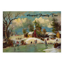 Amerikanische Winter-Leben-Weihnachtsszene Visitenkartenvorlagen