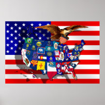 Amerikanischer Adler USA kennzeichnen US-Staatsfla Posterdruck