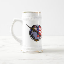 Amerikanischer PatriotMinuteman mit Gewehr und Fla Tassen