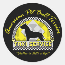 Amerikanischer Pitbull-Terrier-Taxi-Service Runder Aufkleber