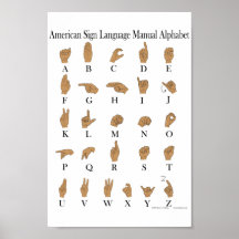 Amerikanisches Gebärdensprache ASL-Alphabet-Plakat