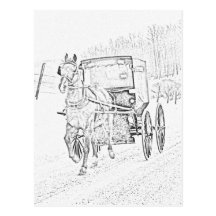 Amisches Skizze-Pferd und Buggy-Postkarte