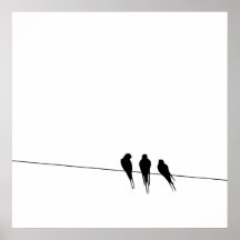 Amsel-Silhouette auf Draht Poster