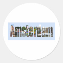 Amsterdam mit Touristenanblick in den Buchstaben Runder Sticker