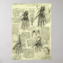 Anatomie der menschlichen Hand durch Leonardo da V Plakat