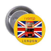 Andenken-Abzeichen mit Bus und britischer Flagge Buttons