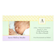 Anfangsgingham-Patchwork-neue Baby-Foto-Karten Bild Karte