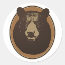 Angefüllter Braunbär-Kopf auf der Wand Stickers