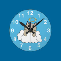 Angel Cat on Cloud wanduhren