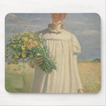 Anna Ancher, der von der Blume Picking, 1902 zurüc Mauspad