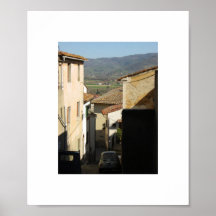 Ansicht der städtischen Straße und der Landschaft Poster