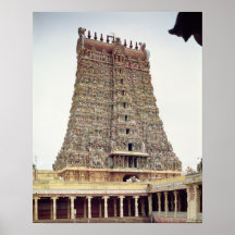 Ansicht des geschnitzten Äußeren des Südgopuram Plakate