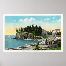 Ansicht des Hauptder leuchtturm-und der Eule Felse Posterdruck