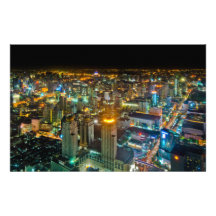 Ansicht über Bangkok nachts von Baiyoke Turm II Büropapier