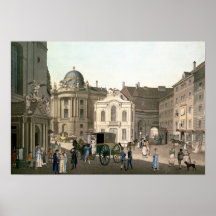Ansicht von Michaelerplatz das Burgtheater zeigend Plakate