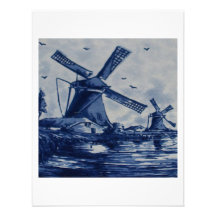 Antike blaue Fliese Delfts - Windmühlen durch das  Individuelle Ankündigungen