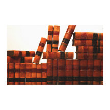 Antike lederne Bücher wickelten Leinwand ein Gespannte Galeriedrucke