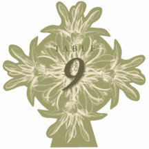 Antike olivgrüne BlumenTischnummer herausgeschnitt Fotofiguren