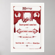 Antike/Vintage Hochzeits-Heirat-Aufzeichnung Plakate