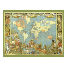 Antike Weltkarte, Britisches Imperium, 1886 Individuelle Ankündigungskarte