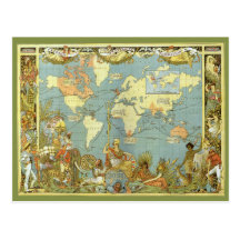 Antike Weltkarte, Britisches Imperium, 1886 Postkarte