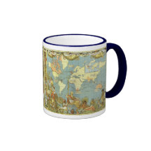 Antike Weltkarte, Britisches Imperium, 1886 Teetasse
