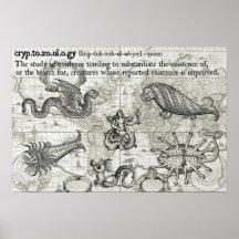 Antiker Cryptozoology-Karten-Druck Plakatdrucke