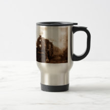 Antiker Zug auf den Schienen Kaffee Haferl