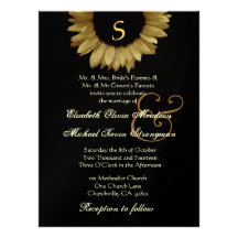 Antikes Gold farbiges Sonnenblume Wedding GROSS Personalisierte Einladungen