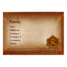 ANTIKES PERGAMENT, BROWN-WACHS-SIEGEL-MONOGRAMM VISITENKARTE