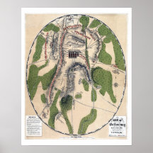 Antikes ziviles Krieg Feld von Gettysburg-Karte Poster