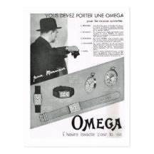 Anzeige, Omega-Uhren Postkarte